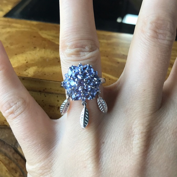 Natural Tanzanite Sterling Silver Ring Size 6 - Picture 1 of 9